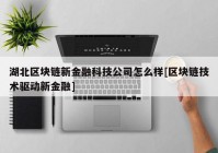 湖北区块链新金融科技公司怎么样[区块链技术驱动新金融]